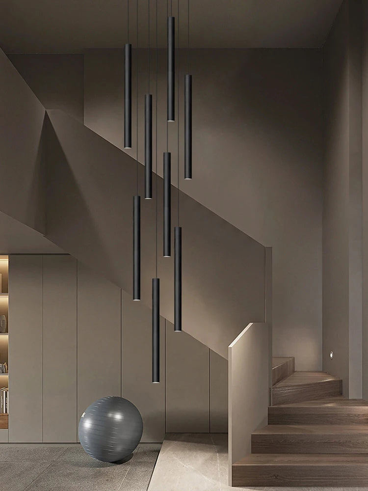Minimalist Tube Chandelier For Stairs