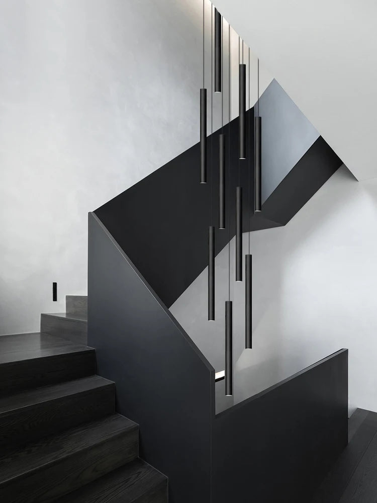 Minimalist Tube Staircase Chandelier