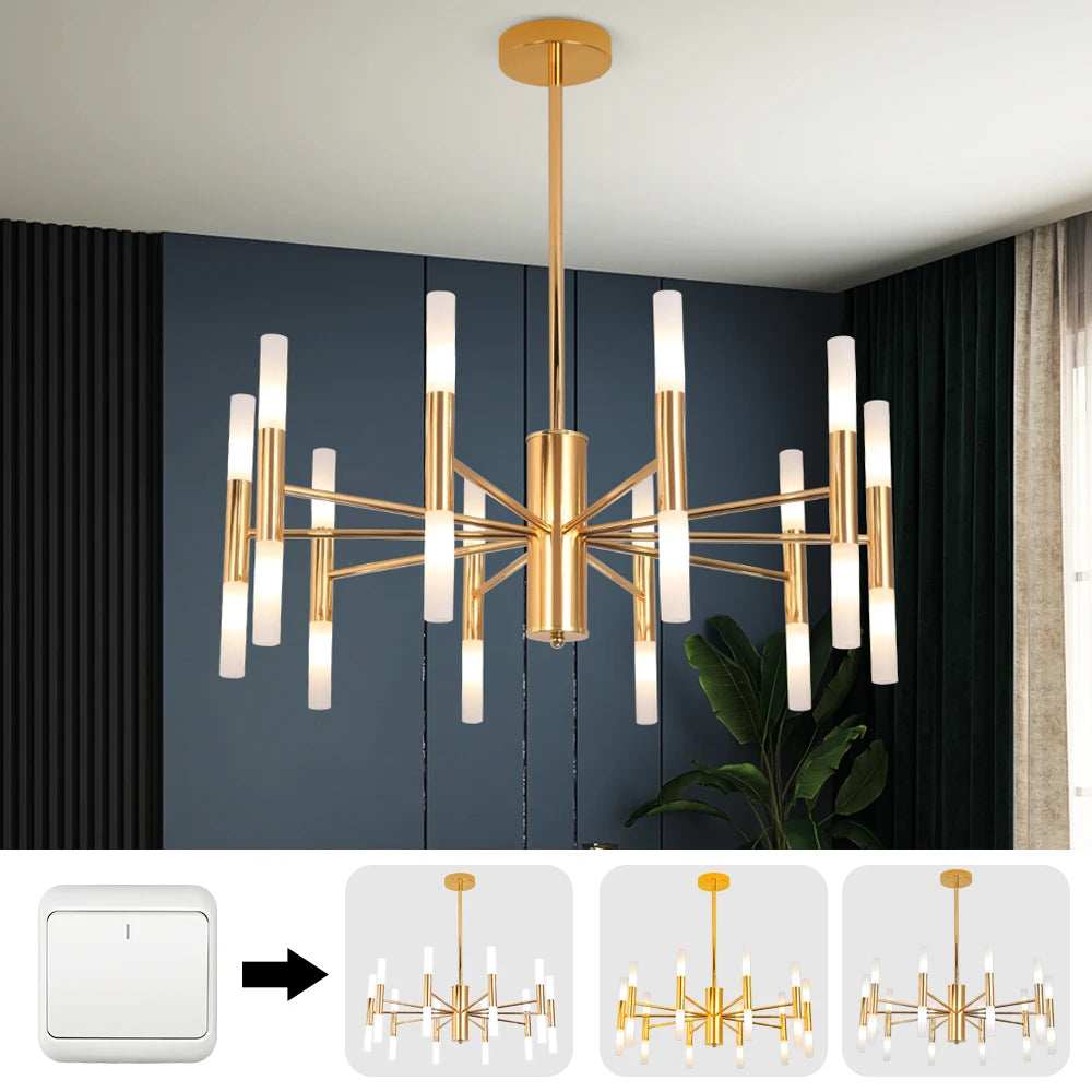 Modern Golden LED Chandelier - Luxurious Indoor Lighting