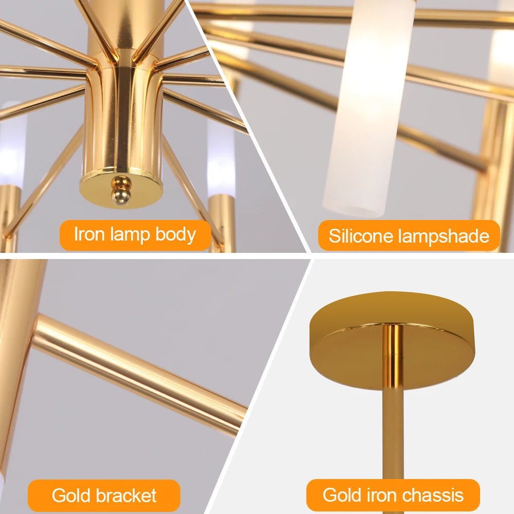 Modern Golden LED Chandelier - Luxurious Indoor Lighting