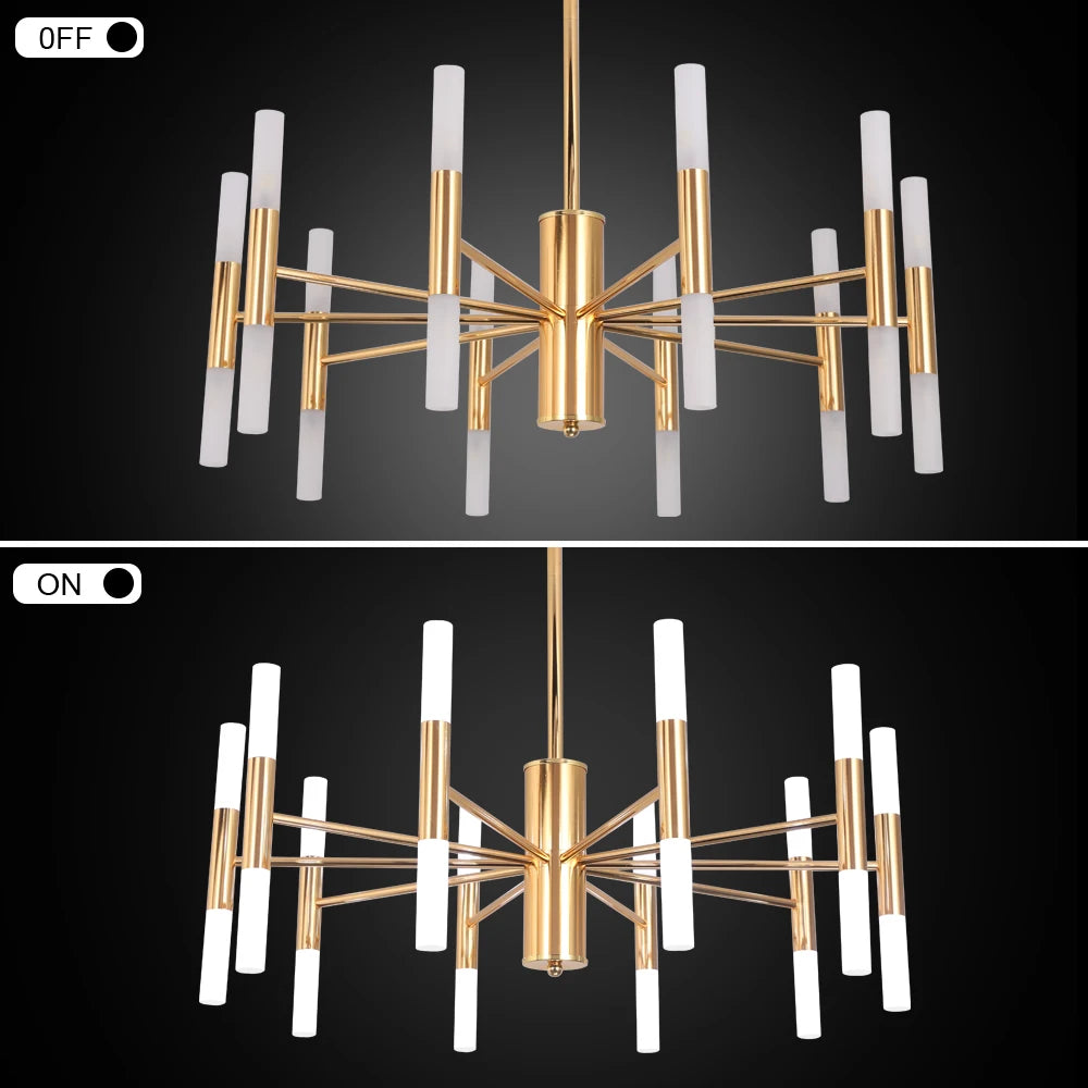 Modern Golden LED Chandelier - Luxurious Indoor Lighting