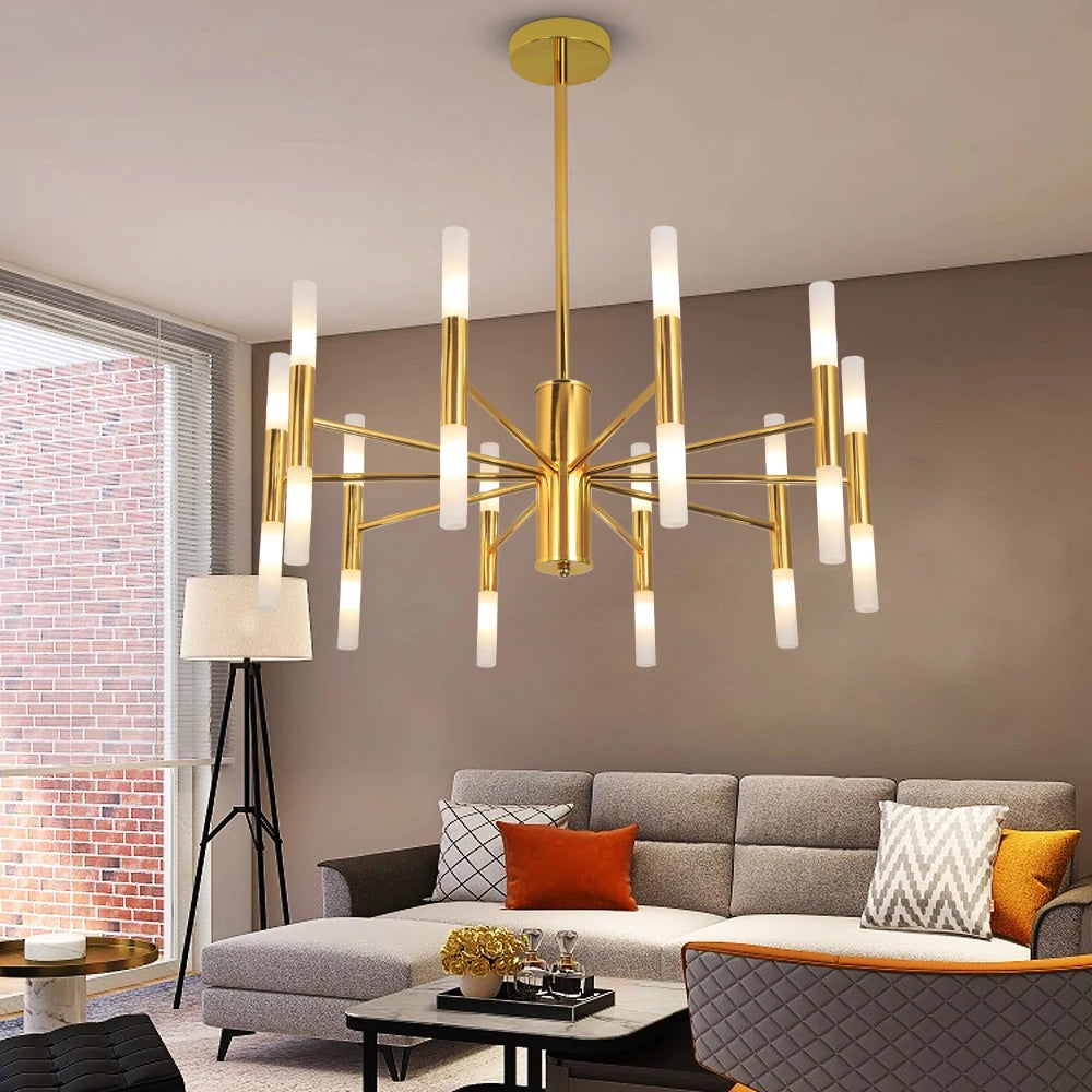 Modern Golden LED Chandelier - Luxurious Indoor Lighting