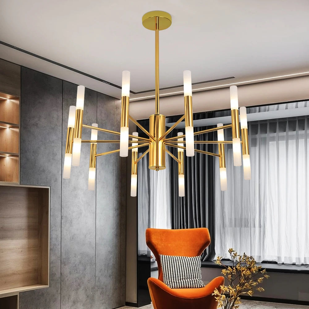 Modern Golden LED Chandelier - Luxurious Indoor Lighting