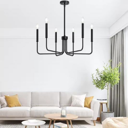 Modern 6 Light Black Chandelier