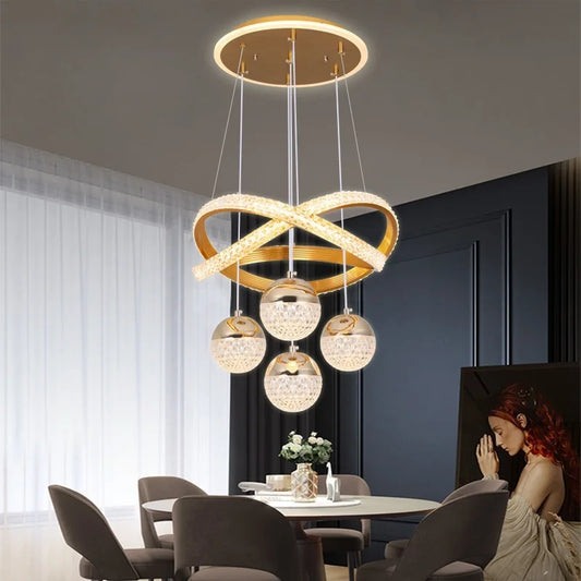 Modern Black Gold LED Chandelier