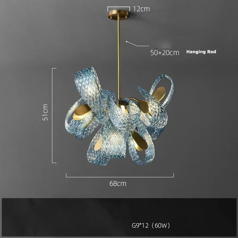 Modern Blue Glass Ceiling Light Fixture