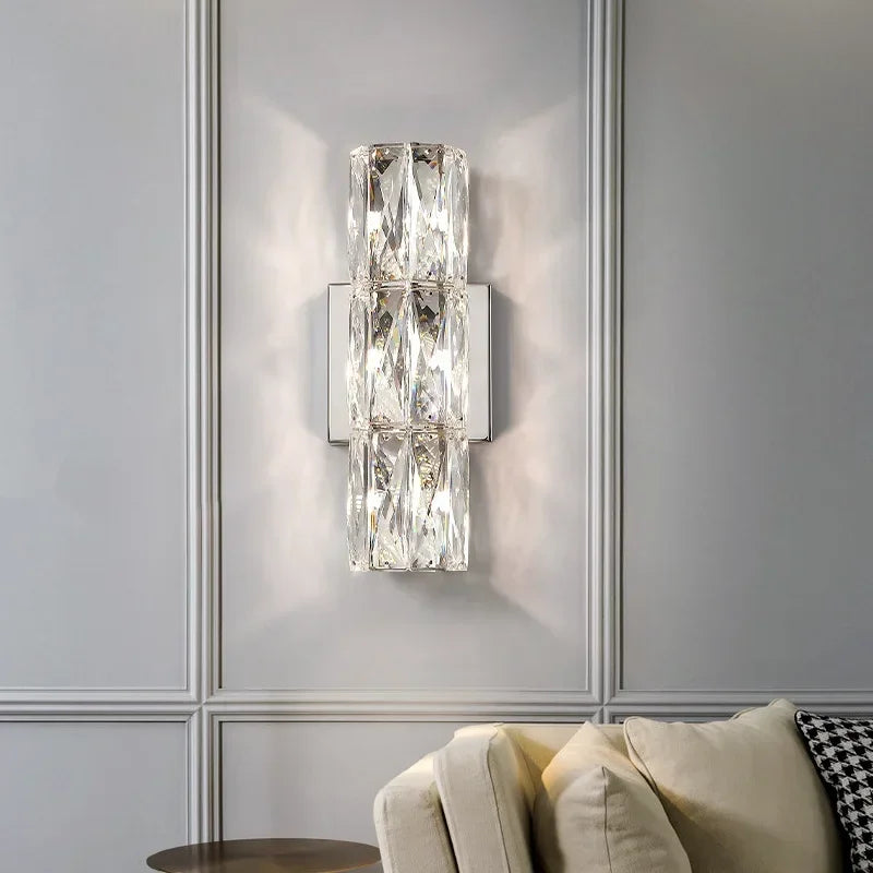Modern Contemporary Crystal Wall Light With Chrome Or Gold Finish