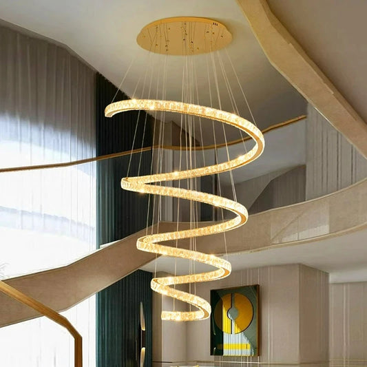 Modern Crystal Spiral Chandelier