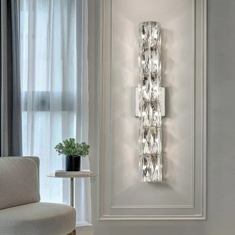 Modern Crystal Wall Light With Chrome Or Gold Finish