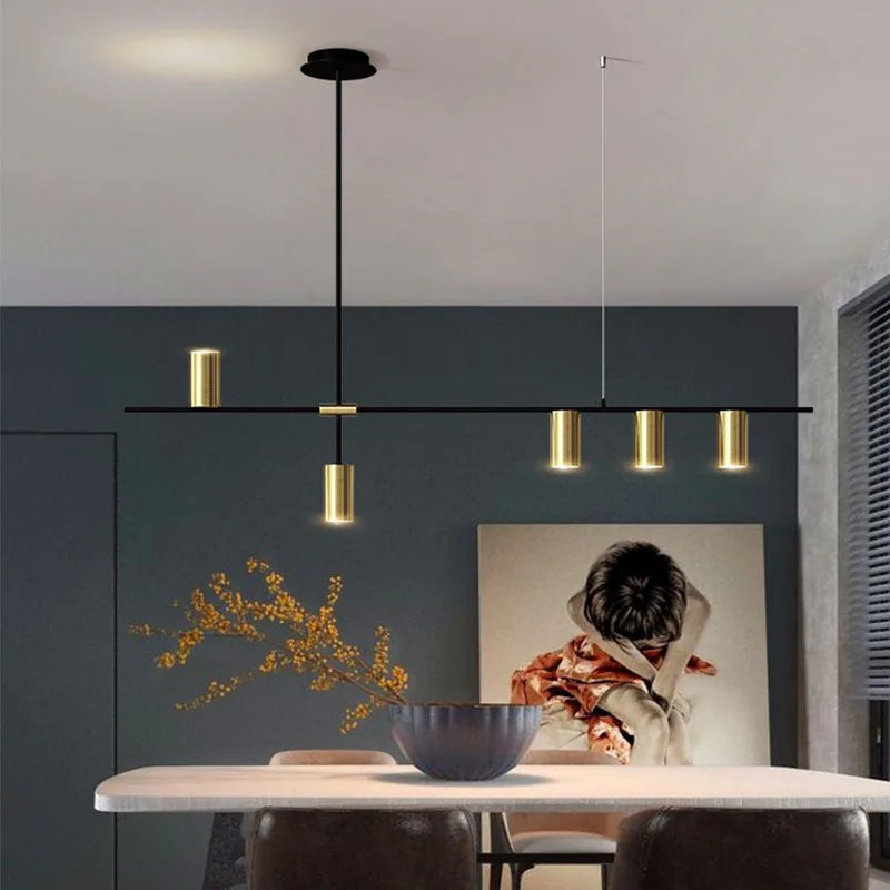Modern Black & Gold LED Pendant Chandelier Light for Dining