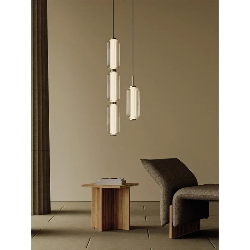 Glass Column Hanging Light Modern