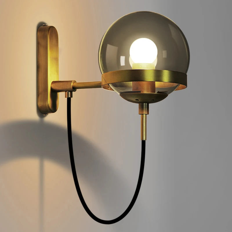 Modern Grey Glass Ball Wall Light