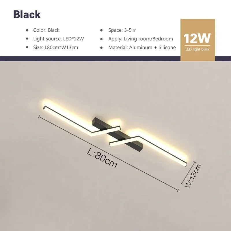 Modern LED Linear Ceiling Light black 80 cm