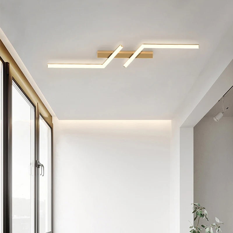 Modern LED Linear Ceiling Light fixture gold