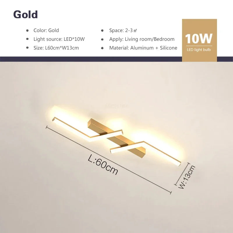 Modern LED Linear Ceiling Light gold 60 cm