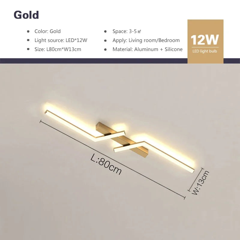 Modern LED Linear Ceiling Light gold 80 cm