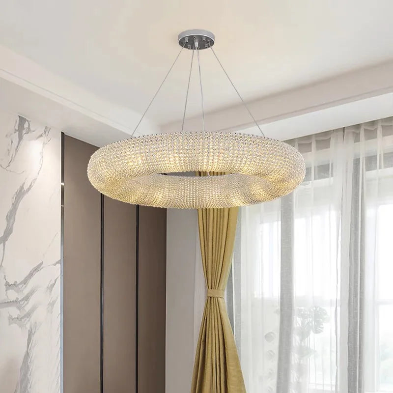 Modern Luxury Crystal Circle Ceiling Light Bedroom