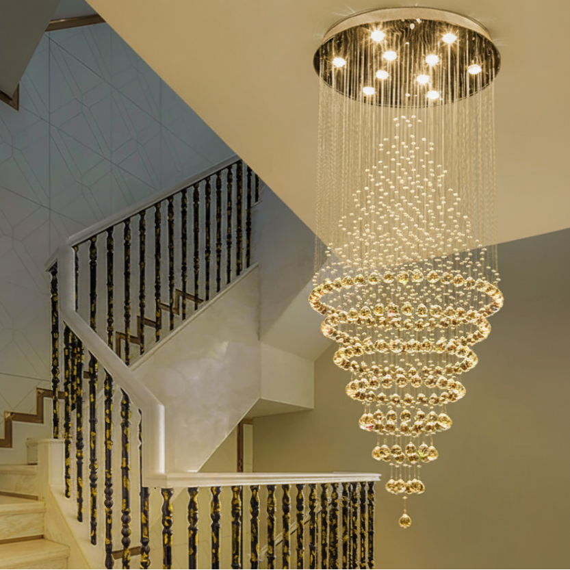 Modern Luxury LED Crystal Chandelier For Staircases