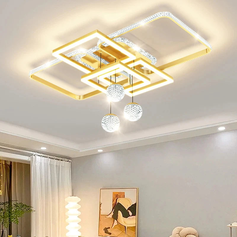 Modern Minimalist LED Ceiling Lights for Living Room Bedroom Gold
