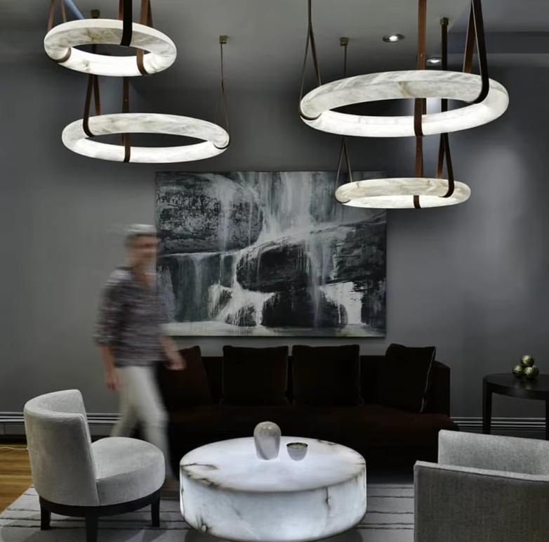 Modern Minimalist Leather Ceiling Light Living Room