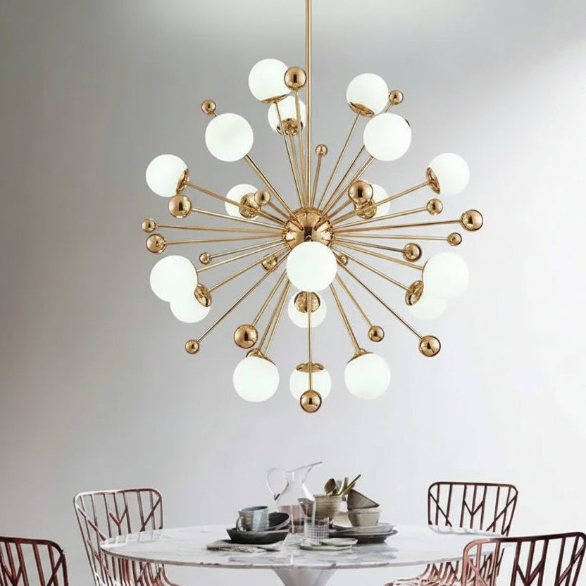 Modern Sputnik Chandelier With White Light Balls