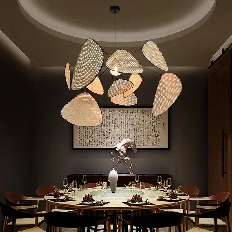 Natural Handmade Rattan Leaf Ceiling Light