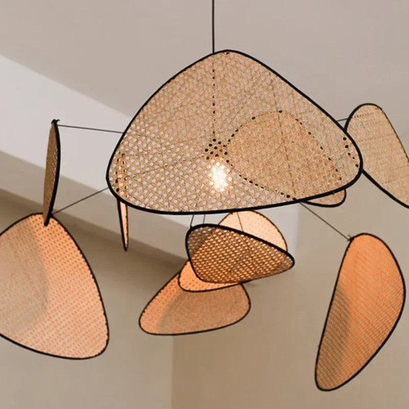 Natural Rattan Leaf Ceiling Light