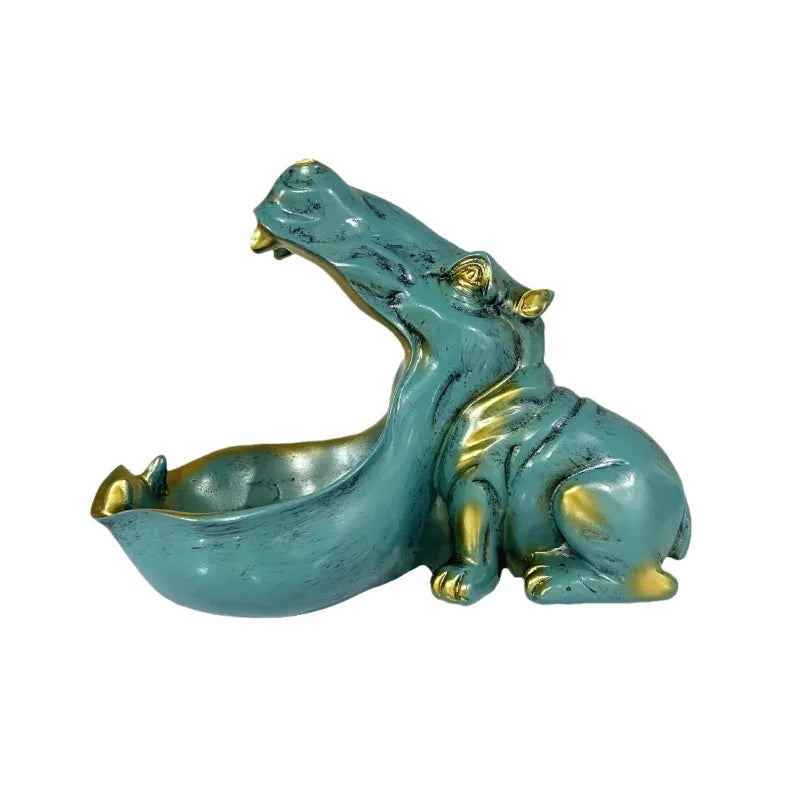 Hippo Statue Household Fun Big Mouth Candy Plate Key Bowl Living Room Resin Ornament