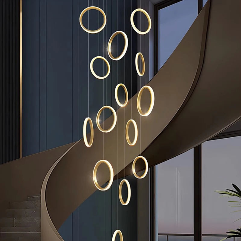 Nordic Circle Chandelier staircase