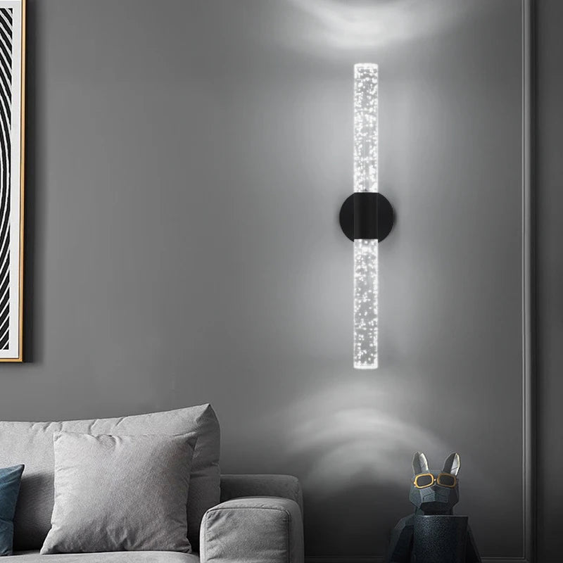Black Crystal Rod Wall Lamp Living Room