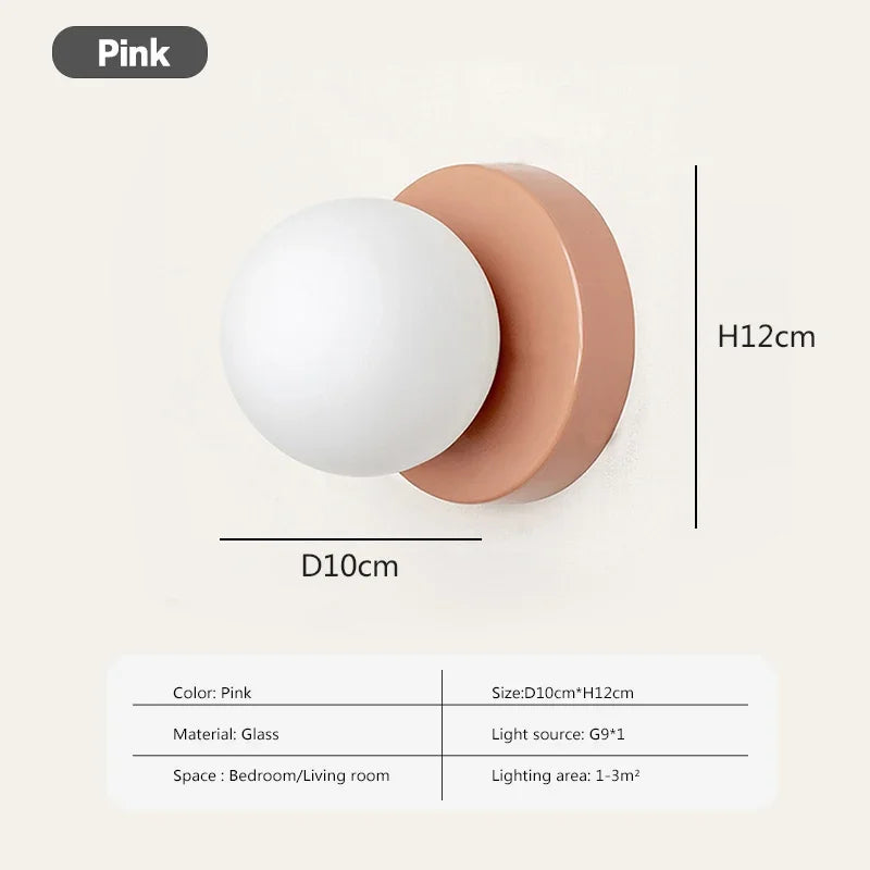 Nordic Globe Wall Sconces Pink