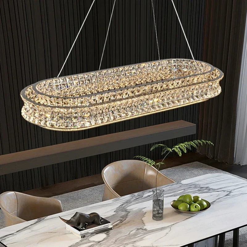 Oval Luxury Crystal Dining Room Ceiling Light Chandelier