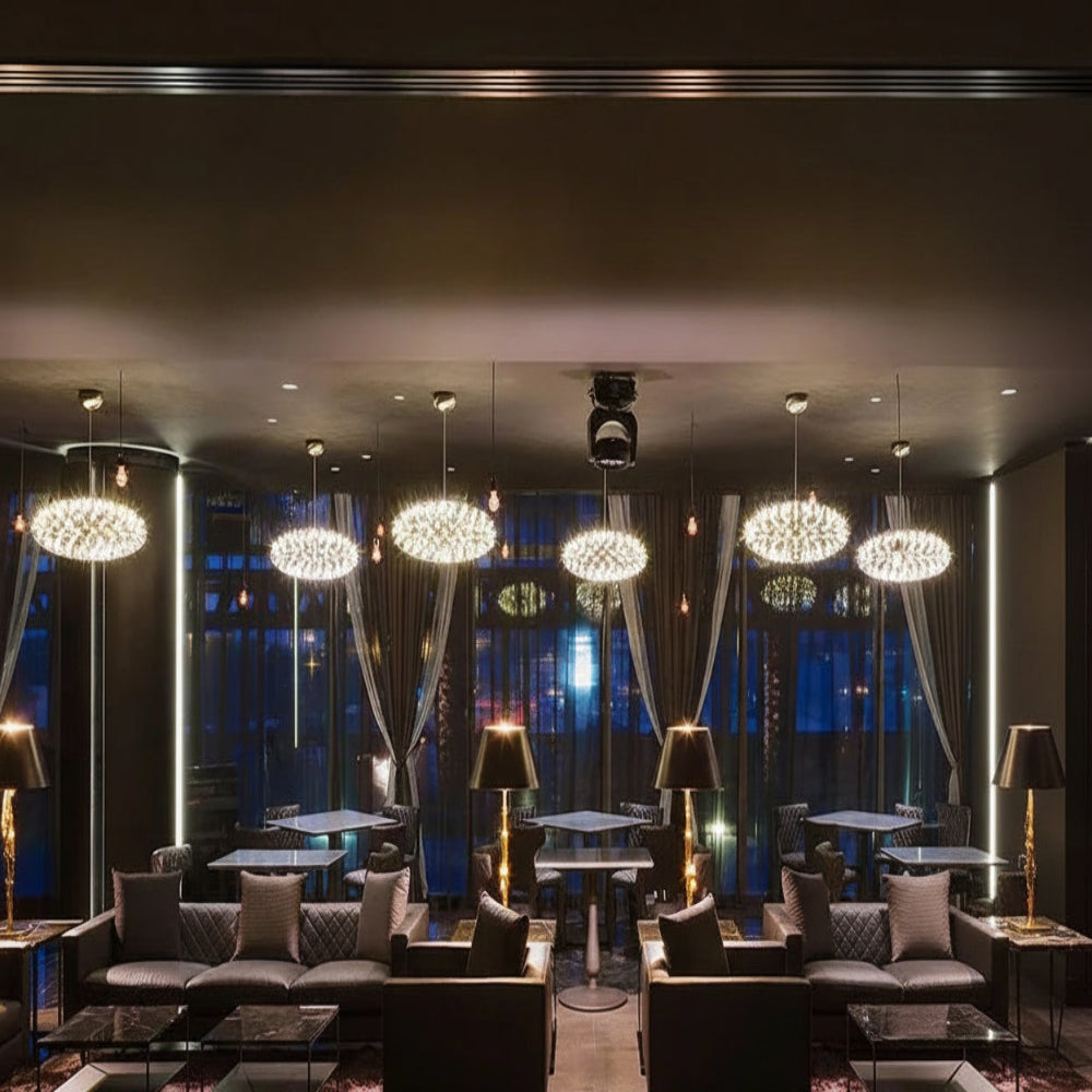 Oval Spark Ball Pendant Light Chandelier For Restaurant