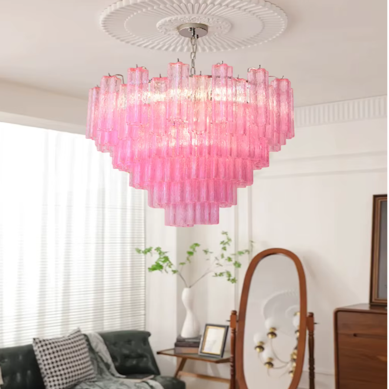 Pink Murano Glass Chandelier
