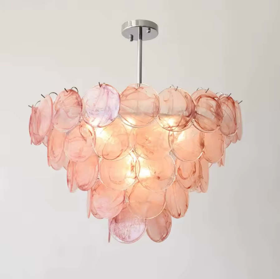 Murano Glass Ceiling Chandelier Pink