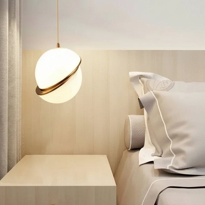 Polished Copper Ball Pendant Light Bedroom