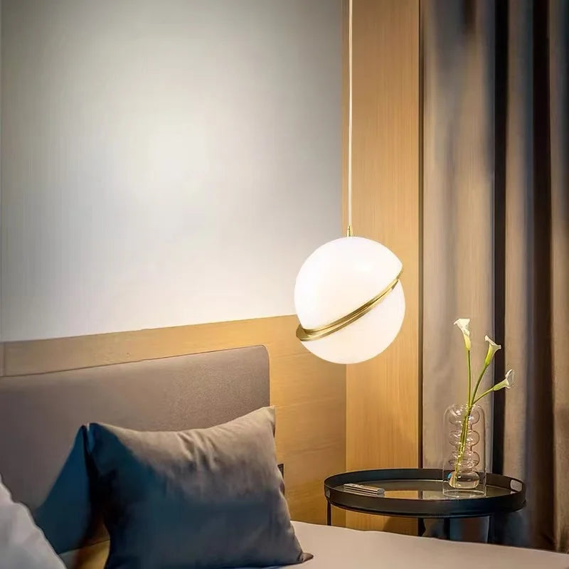 Polished Copper Ball Pendant Light Bedside