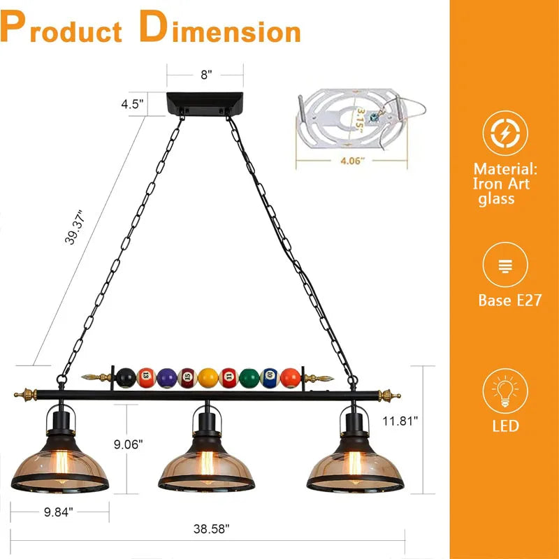 Pool Table Billiard Lights For Kitchen