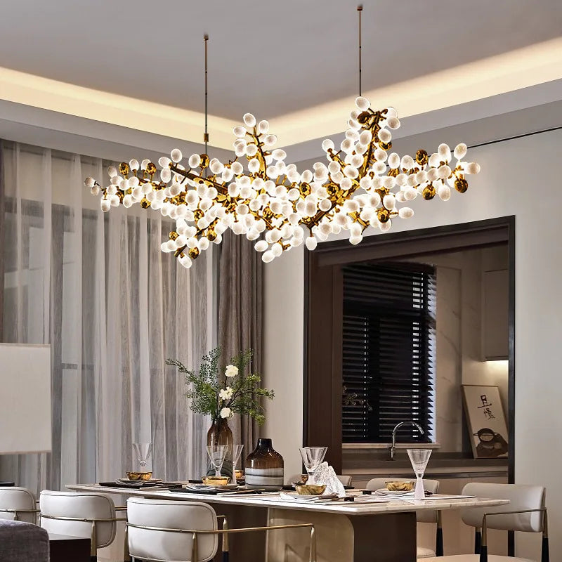Postmodern Luxury White Glass Chandelier For Dining Room