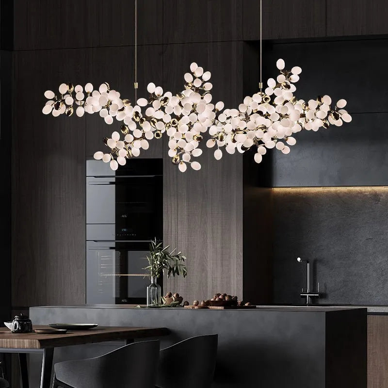 Postmodern Luxury White Glass Chandelier Kitchen