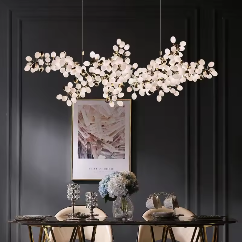 Postmodern Luxury White Glass Dining Room Table Chandelier