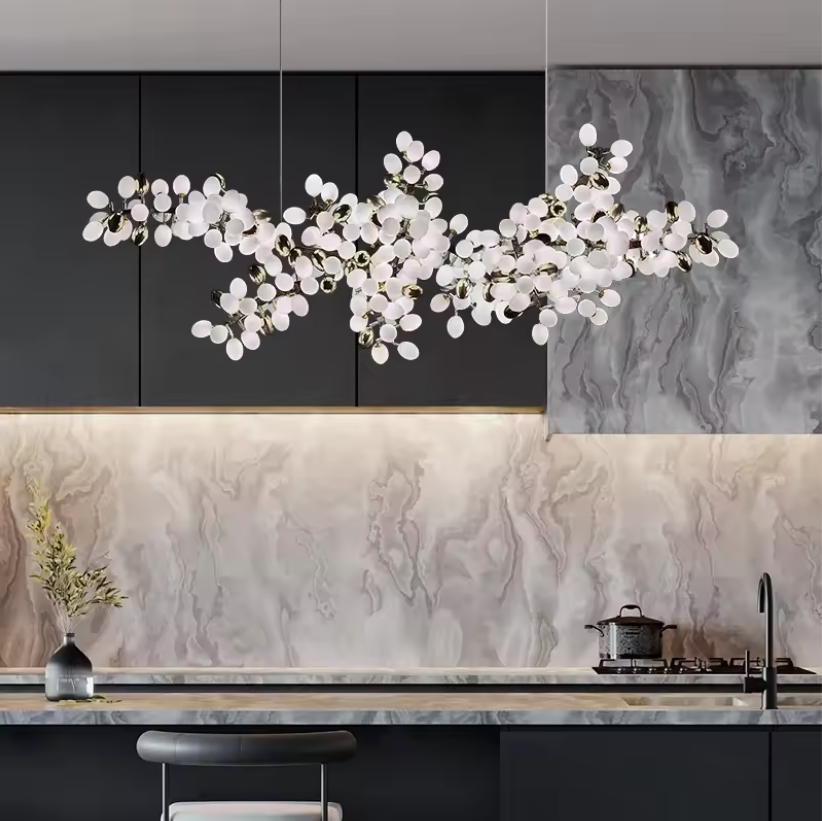 Postmodern Luxury White Glass Kitchen Chandelier