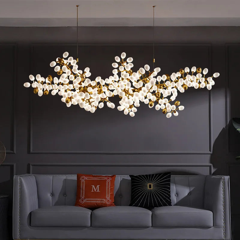 Postmodern Luxury White Glass Chandelier For Living Room