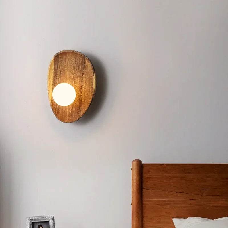 Real Wooden Bedroom Wall Light