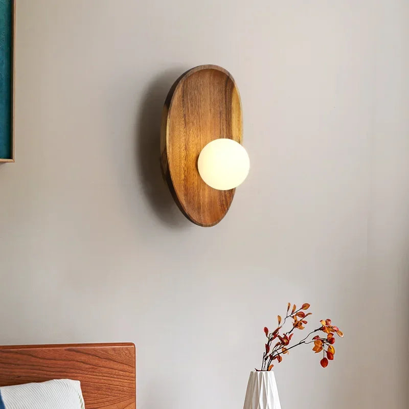 Real Wooden Bedroom Wall Lights