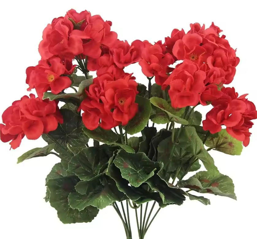 Red Artificial Geraniums Flowers