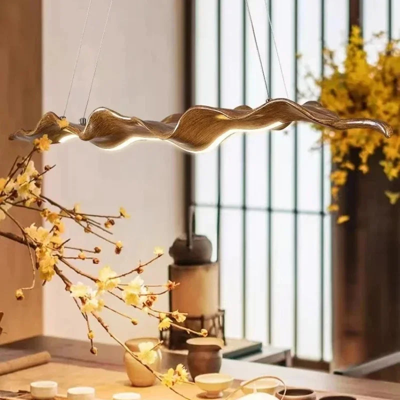 Resin Leaf Hanging Ceiling Light For Kitchen