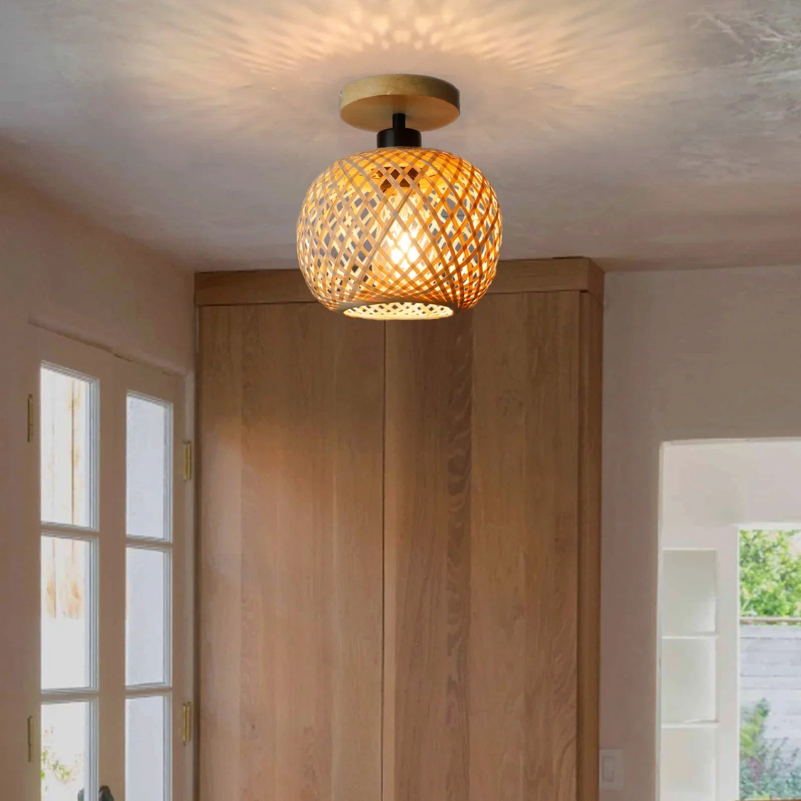 Retro Bamboo Woven Ceiling Lamp