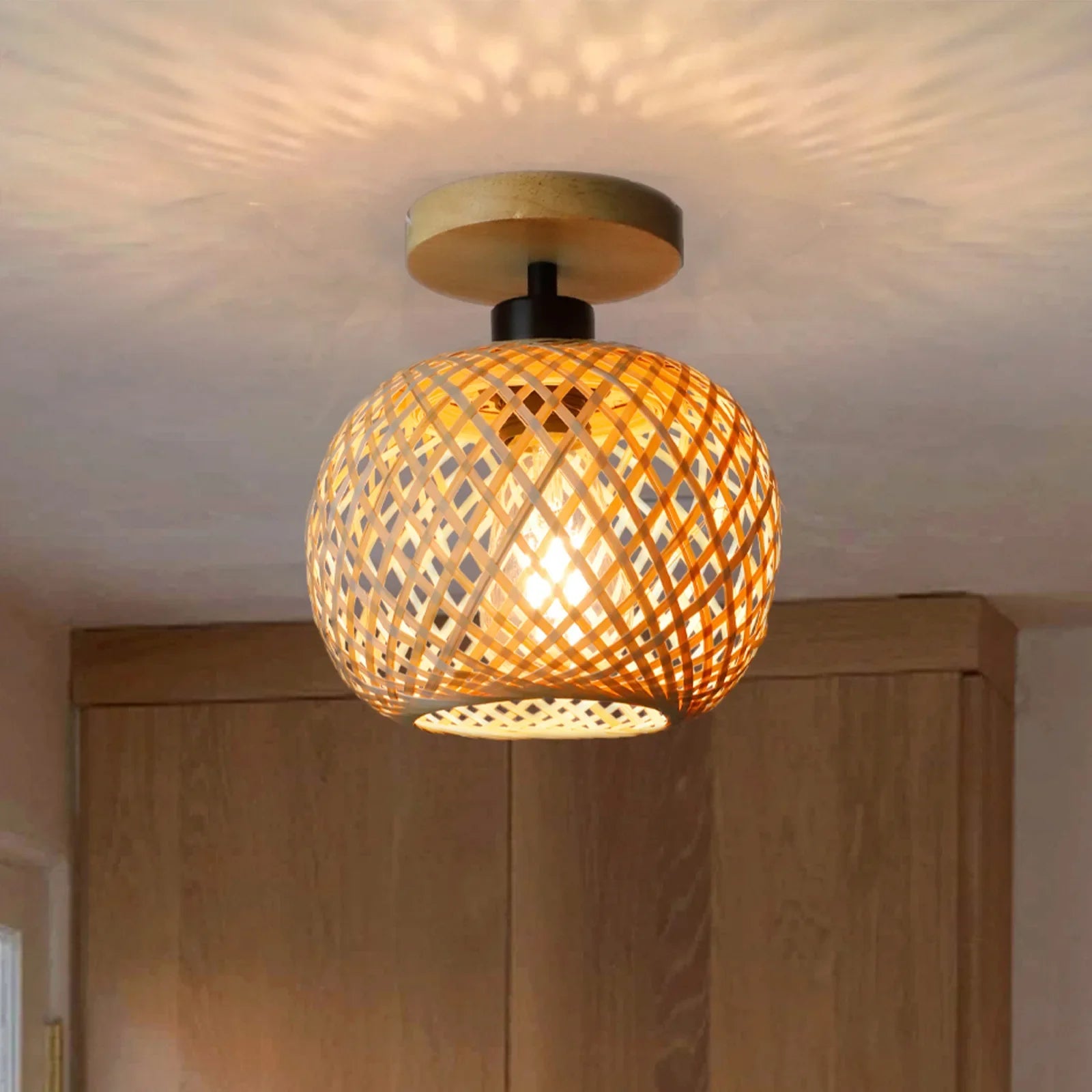 Retro Bamboo Woven Ceiling Lamp