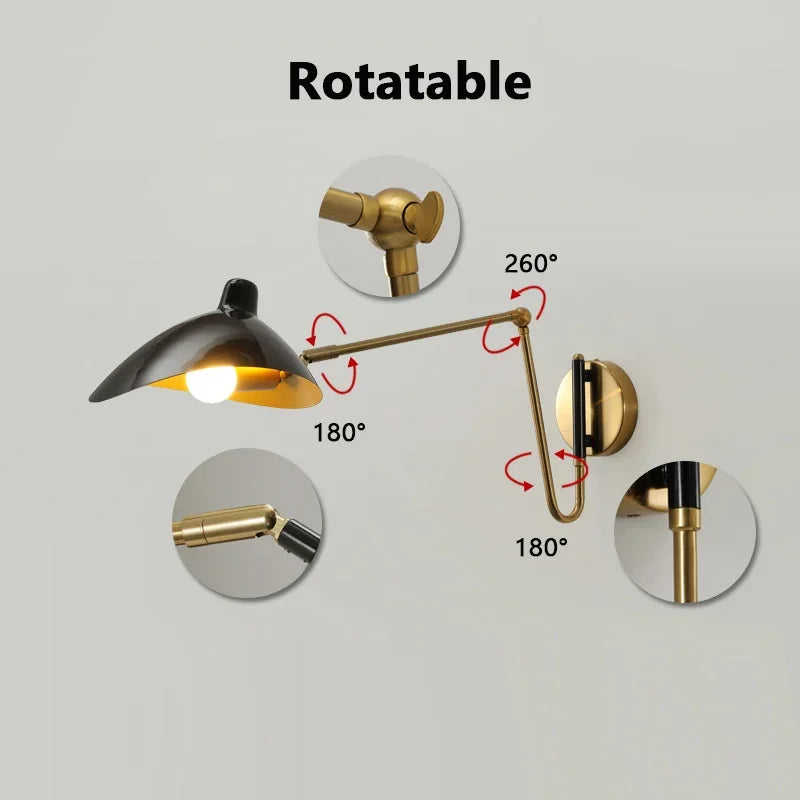 Rotating Wall Light With Swing Arm